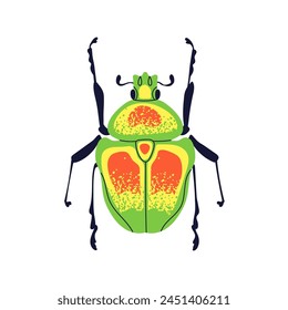 Colorful bug. Bright spotted beetle, fantasy animal species, top view. Imaginary insect, spotty wings, antenna. Fictional fauna. Flat graphic vector illustration isolated on white background