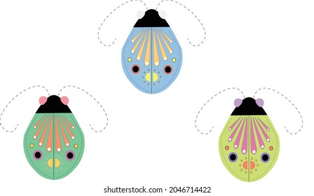 Colorful bugs with floral theme