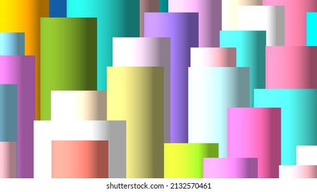 Colorful Building For Background. 16:9 Ratio. Under Masking. 3D Illustration. Flat Style. Isolated Vector For Presentation, Infographic, Website, Apps And Other Uses.