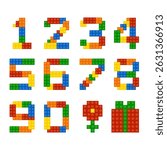 Colorful building blocks numeric letter shape clipart