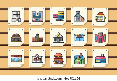 Colorful building icons set,eps10