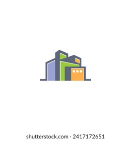 colorful building logo design icon