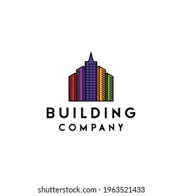 colorful building logo design vector with modern concept for company