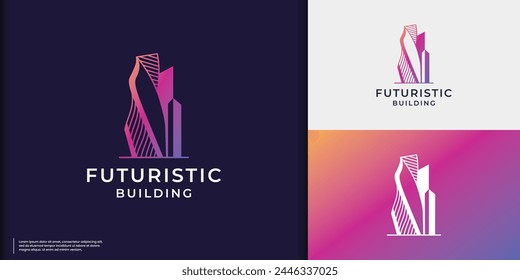 Colorful Building logo futuristic design template. logo for business of construction, architects, modern buildings,