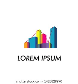 colorful building logo icon for interior company or paint industry sign