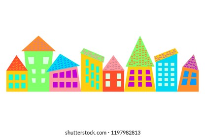 Colorful buildings - cartoon border