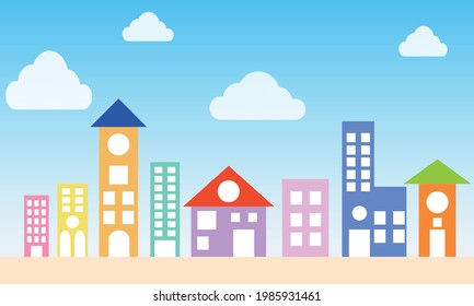 Edificios coloridos alineados al fondo, bajo un cielo azul claro