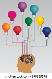colorful bulb creative idea concept.
