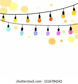 colorful bulb doodle white background