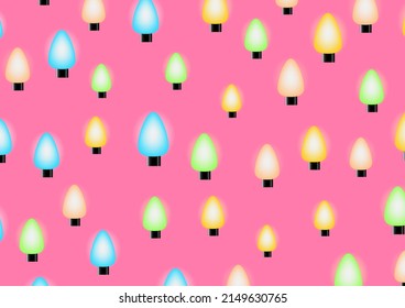 Colorido con patrones de bombilla en un fondo rosado