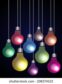 Colorful bulbs creative creative idea concept design, speech bubbles. 