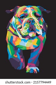 colorful bulldog with cool isolated pop art style backround. WPAP style