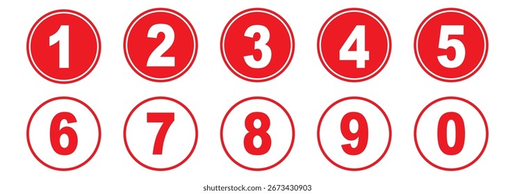 Colorful bullet points number set from One to Nine. circles and numbers. colorful number digit vector icon with white background. Numbers symbols. Flat icons . Set of 1-10numbers. Digital projects.