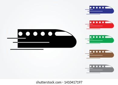 Colorful bullet train running fast icons on white background vector illustration to mean fast delivery system