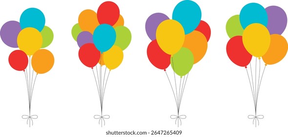 Colorful Bunch of Balloons Flat Vector Illustration for Party and Celebration Design