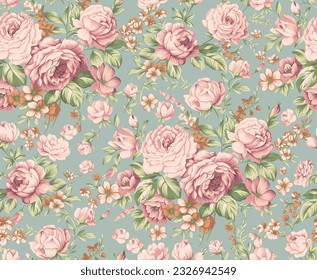 Colorful bunch of floral seamless pattern in nostalgic vintage style