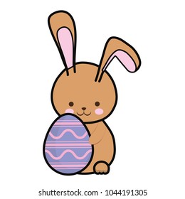 colorful bunny  with easter egg vector illustration