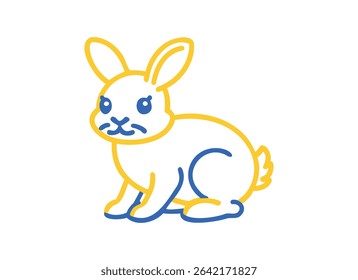Colorful Bunny Outline Illustration: Cute Rabbit Art for Kids