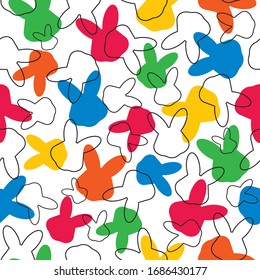 Colorful bunny, rabbit head on light background. Seamless, repeat pattern. Perfect for easter decorations. 