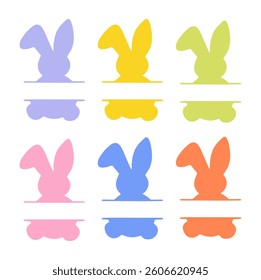 Colorful bunny silhouettes for Easter design. Perfect for use in print, web design, and other projects. Vector illustration