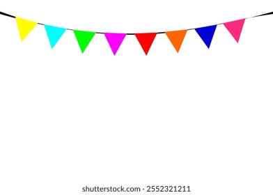 Farbiges Bunting-Banner auf weißem Hintergrund für Feiern