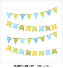 Colorful bunting for decoration of invitations, greeting cards etc, bunting flags, summer colors, vector eps10 illustration