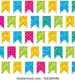 Colorful bunting for decoration of invitations, greeting cards