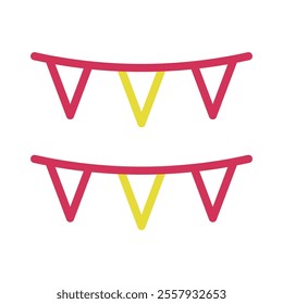 Colorful bunting flags for celebration and party. Concept of decoration, event, and festival.