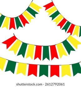 Colorful bunting flags with Confetti and ribbons for birthday, celebration, carnival, anniversary and holiday party on white background. festival and bright decoration. Vector illustration. eps10 1111