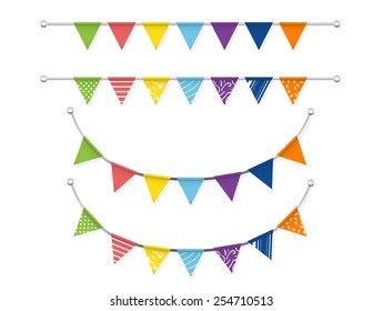 colorful bunting flags Vector set