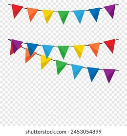 Colorful bunting and garland. Birthday decoration elements flags