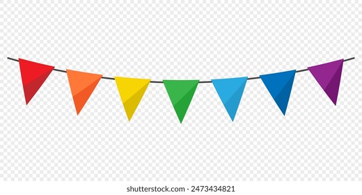 Colorful bunting and garland. Birthday decoration elements flags vector