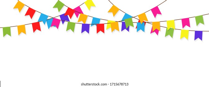 Colorful bunting and garland. Carnival garland with flags