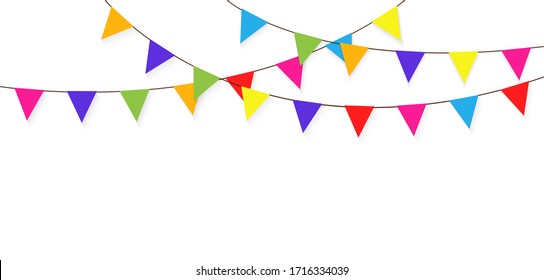 Colorful bunting and garland. Carnival garland with flags