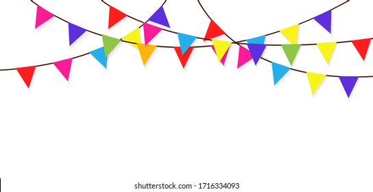 Colorful bunting and garland. Carnival garland with flags