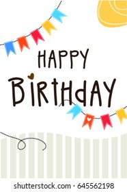 Colorful bunting and garland with Happy Birthday sentence isolated on white background 
