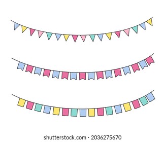Colorful  bunting and garland set. Design element.