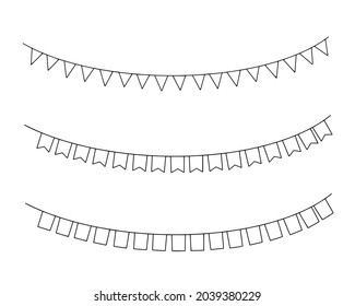 Colorful bunting and garland set. Design element.