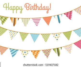 Colorful bunting for happy birthday, vector eps10 illustration