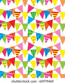 Colorful bunting seamless vector pattern. (Can be dragged to swatches palette in Adobe Illustrator for seamless pattern fills.)