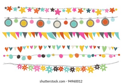 colorful buntings  garlands   paper chain for indoor outdoor festivity  birthday celebration