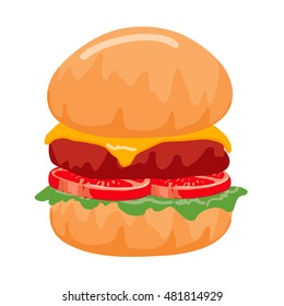 Colorful Burger isolated on with Background. Vector illustration