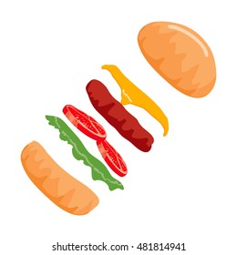 Colorful Burger isolated on with Background. Vector illustration