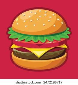 Colorful Burger vector art illustration