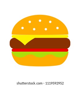 Colorful burger vector cartoon icon isolated on white background