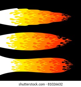 colorful burning fireball flames isolated on black background
