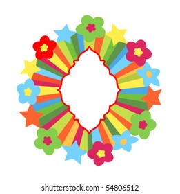 colorful burst center crest