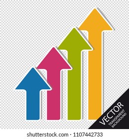 Colorful Business Arrows - Up Direction - Vector Set - Isolated On Transparent Background