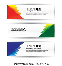 colorful business banners flat design template vector set. abstract multi color, modern and abstract banner design vector template set with triangle shapes for advertising, media campaigns, etc