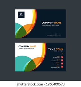 Colorful business card design with details contact